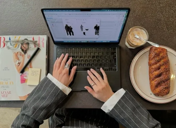 Organised desk with ergonomic accessories